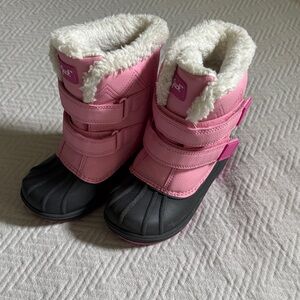 Cat & Jack Pink and Black Winter Boots with Faux Fur Lining